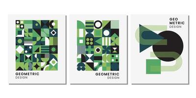 geometrico manifesto impostato nel bauhaus stile. astratto bauhaus geometrico modello sfondo, vettore cerchio, triangolo, e piazza Linee colore arte design.