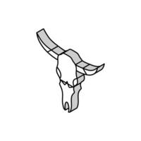 cranio mucca corno animale isometrico icona vettore illustrazione