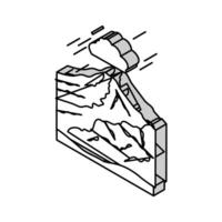 vulcano roccia landskape isometrico icona vettore illustrazione