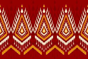 astratto confine etnico ikat arte. senza soluzione di continuità modello tradizionale. azteco ornamento Stampa. rosso sfondo. vettore