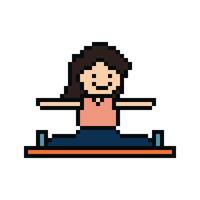 carino pixel cartone animato 8 bit personaggio donna aerobico yoga esercizi formazione stile di vita vettore per decorazione vita stile 8 po femmina ragazza esercizio Palestra yoga fitness caldo gioco vettore.