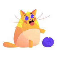 carino kawaii gatto personaggio contento animale. arancia carino gatto animale domestico. cartone animato vettore illustrazione. contento gattino Miao kawaii personaggio