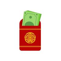 Cinese angpao vettore illustrazione. tradizionale rosso Busta con monete, i soldi per Cinese nuovo anno, compleanno, nozze e altro vacanze. piatto illustrazione.