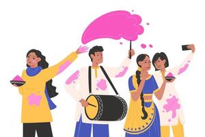 contento holi, indiano vacanza Festival di colori vettore