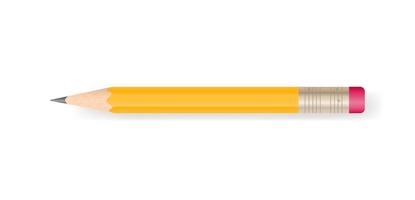 matita gialla su sfondo bianco con ombre morbide. vettore. vettore