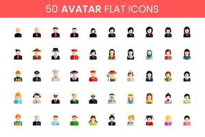 50 grande impostato utente avatar piatto icone pieno colori semplice vettore Perfetto illustrazioni. persone e personaggio attività commerciale. maschio e femmina facce. uomini e donne professioni.