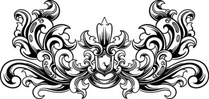 Vintage ▾ barocco vittoriano telaio confine floreale ornamento foglia scorrere inciso retrò fiore modello decorativo design tatuaggio nero e bianca vettore