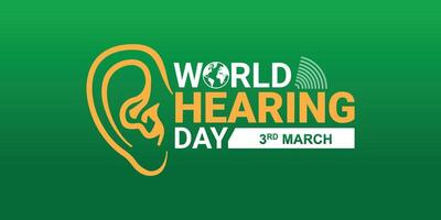 mondo udito giorno, aumentare consapevolezza di Come per impedire sordità e Come per impedire sordità e udito perdita e promuovere orecchio e udito cura in giro il mondo, vettore illustrazione.