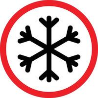 neve avvertimento cartello . rosso cerchio con neve fiocco icona . freddo avvertimento cartello vettore