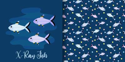 carino pesce modello senza cuciture con illustrazione cartone animato baby shower card vettore