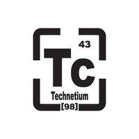 tecnezio icona, chimico elemento nel il periodico tavolo vettore