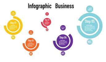 Infografica modello per attività commerciale informazione presentazione. vettore geometria e icona elementi. moderno flusso di lavoro diagrammi. rapporto Piano 5 temi