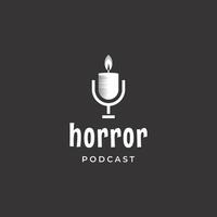 orrore Podcast logo, Podcast microfono combinare con candela logo concetto vettore