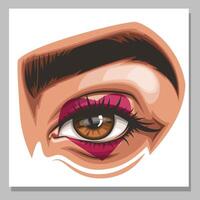 colorato Da donna occhi con trucco. occhio trucco avvicinamento isolato. bellezza salone sociale media design. bellezza salone striscione. disegnato a mano vettore illustrazione femmina occhi impostare.