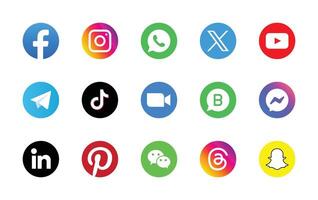 set di icone logo social media vettore