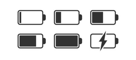 batteria icona. pieno elettricità potenza. caricare energia cartello. accumulatore livello sbarra. Telefono ui. vettore illustrazione.