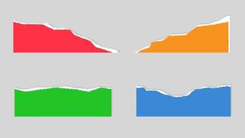 set di modello di banner telaio foglio di carta strappato. modello di cornice strappata carta colorata collezione realistica vettore