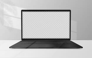 nero realistico il computer portatile modello con vuoto schermo isolato e prospettiva il computer portatile finto su vettore