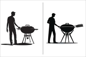 bbq e griglia relazionato silhouette vettore