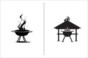 bbq e griglia relazionato silhouette vettore