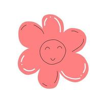 fiore simpatico cartone animato in stile piatto infantile isolato su priorità bassa bianca. illustrazione vettoriale. disegnato a mano. scarabocchio. vettore