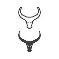 Toro e mucca logo design icona vettore corno animali