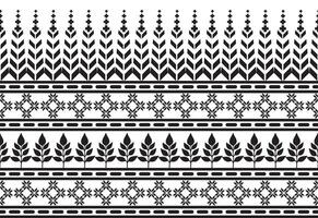 tribale tradizionale tessuto batik etnico. ikat floreale senza soluzione di continuità modello le foglie geometrico ripetendo design per sfondo, avvolgere, moda, tappeto, vestiario. nero e bianca vettore