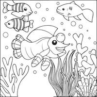 mare creature colorazione pagine. mare creature schema per colorazione libro vettore