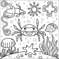 mare creature colorazione pagine. mare creature schema per colorazione libro vettore