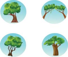 raccolta di illustrazioni di alberi in stile piatto, set di icone di alberi arte vettoriale, può essere utilizzata per illustrare qualsiasi lavoro sulla natura o stile di vita sano. vettore
