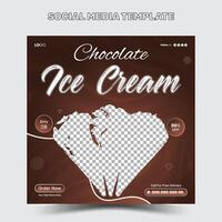 speciale delizioso ghiaccio crema sociale media bandiera inviare e speciale cioccolato ghiaccio crema modello design vettore