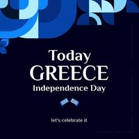 Grecia indipendenza giorno bandiera nel moderno geometrico stile. piazza bandiera per sociale media e Di Più con tipografia. illustrazione per nazionale vacanza celebrazione festa. contento greco indipendenza giorno vettore