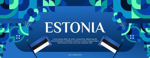 Estonia indipendenza giorno bandiera nel moderno colorato geometrico stile. contento nazionale indipendenza giorno saluto carta copertina con tipografia. vettore illustrazione per nazionale vacanza celebrazione festa