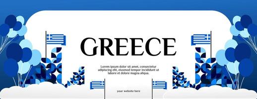 Grecia indipendenza giorno bandiera nel moderno geometrico stile. largo bandiera per sito web, sociale e Di Più con tipografia. illustrazione per nazionale vacanza celebrazione festa. contento greco indipendenza giorno vettore