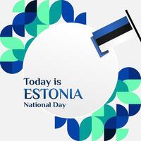 contento Estonia indipendenza giorno bandiera nel moderno geometrico stile. piazza bandiera per sociale media e Di Più con tipografia. vettore illustrazione per nazionale vacanza celebrazione festa.