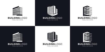 simbolo di edificio logo design ispirazione, astratto vero tenuta costruire logo collezione. vettore
