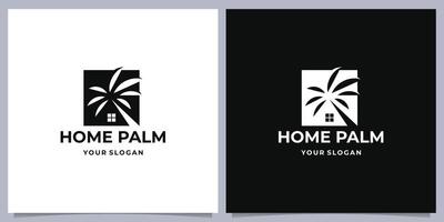 unico palma casa logo nel negativo spazio design ispirazione. lusso palma foglia concetto. vettore