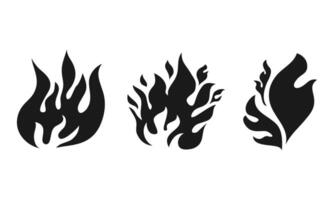 impostato mano disegnato di fuoco fiamma icona simbolo. isolato su bianca sfondo. vettore illustrazione