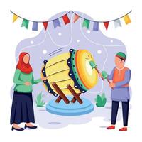 Ramadan tradizioni piatto personaggio illustrazioni vettore