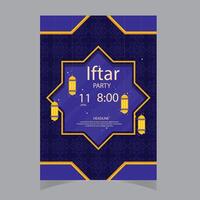 vettore piatto iftar verticale menù modello Ramadan menù modello nel blu islamico sfondo design. anche bene modello per ristorante menù design.