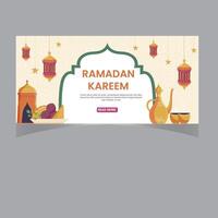 elegante Ramadan sociale media inviare design con montatura e lanterne vettore