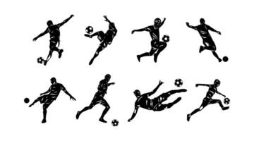 vettore collezione di illustrazioni di calcio giocatore sagome