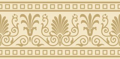 vettore d'oro senza soluzione di continuità classico greco ornamento. infinito europeo modello. confine, telaio antico Grecia, romano impero
