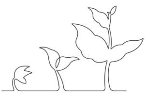 continuo singolo linea arte disegno di pianta può essere per impianti, agricoltura, semi schema vettore