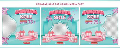 Ramadan mubarak vendita promo piazza bandiera sociale media sfondo modello 2 vettore