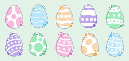 impostato di decorato Pasqua tradizionale uova disegno, adesivi per Pasqua vacanza, vettore illustrazioni.