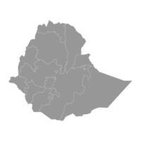 Etiopia carta geografica con amministrativo divisioni. vettore illustrazione.