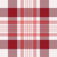 romanza tessile struttura dai un'occhiata, femminile senza soluzione di continuità sfondo tessuto. lungo vettore plaid tartan modello nel rosso e bianca colori.