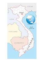 Vietnam carta geografica, capitale hanoi, con nazionale frontiere vettore