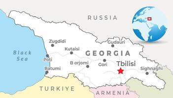 Georgia carta geografica con capitale tbilisi, maggior parte importante città e nazionale frontiere vettore